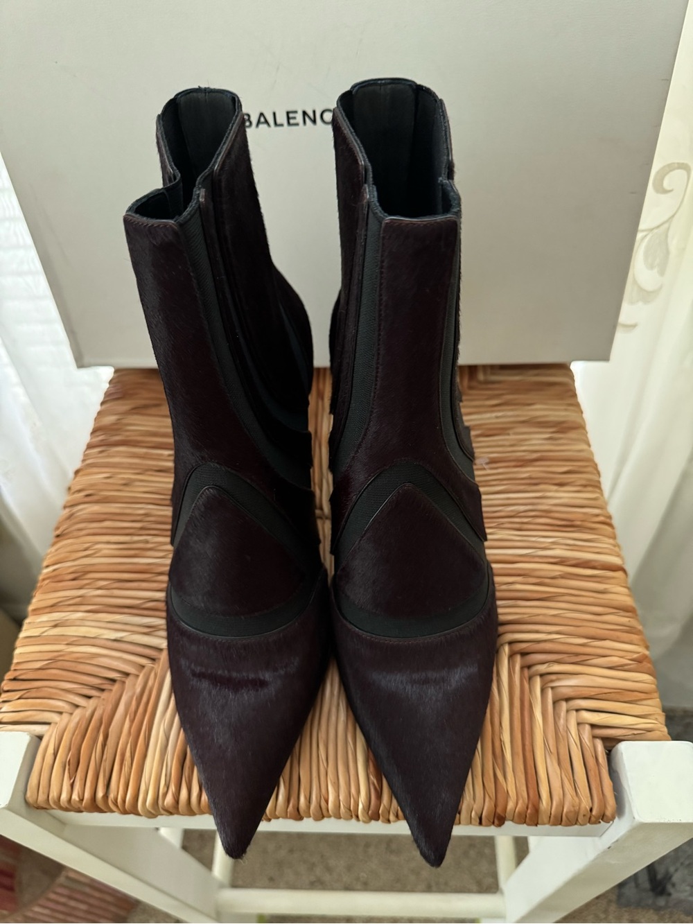 Balenciaga Dark Brown Pointed Ankle Boots